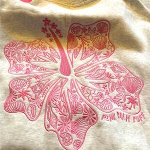 Pink Palm Puff Hawaii Hibiscus Hoodie in Heather cloud; size M, NWT